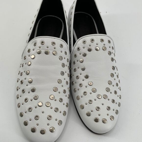NEW Sandro Bary Studded Leather Loafers white 8 white - Picture 14 of 14